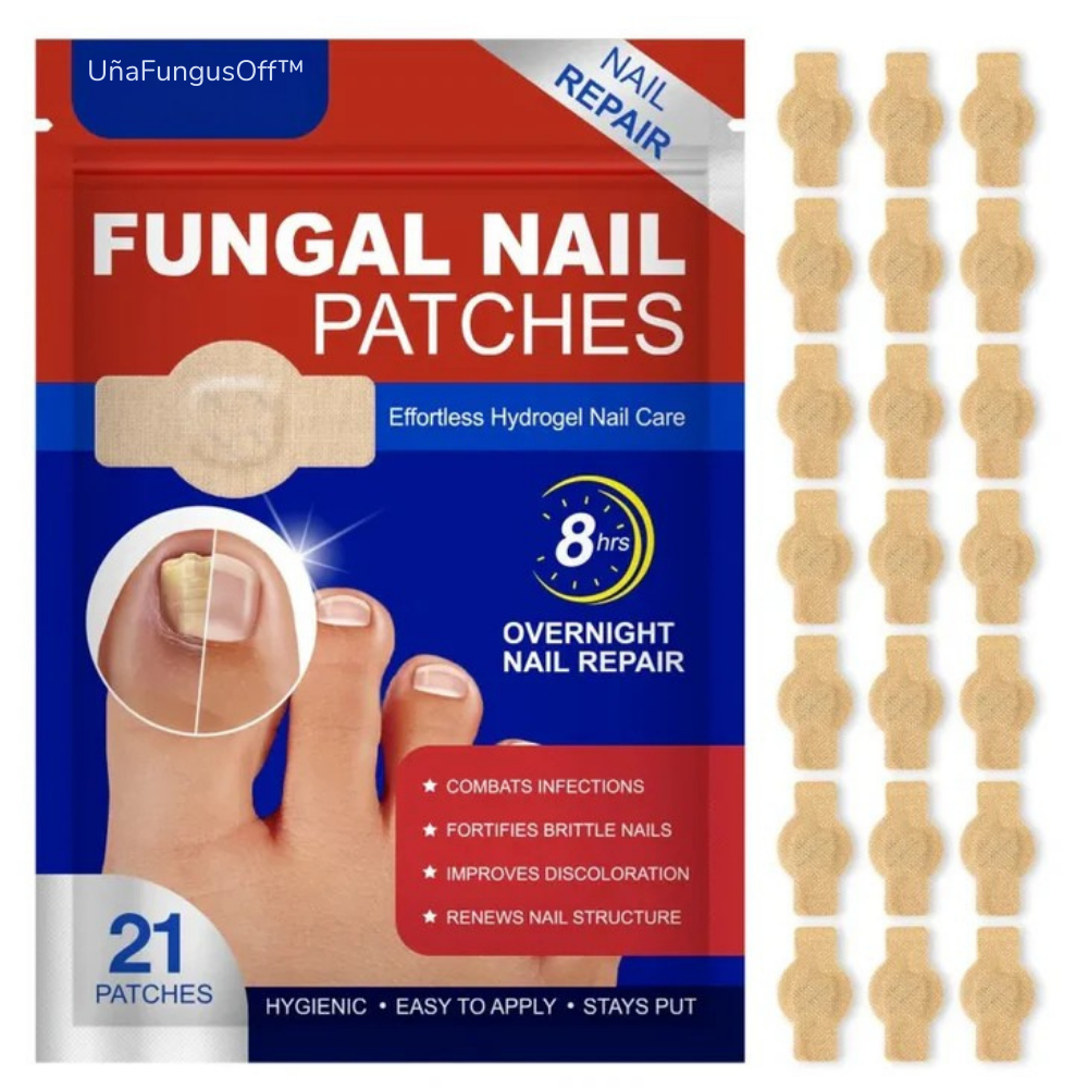UñaFungusOff™- Parches que eliminan hongos y restauran uñas dañadas